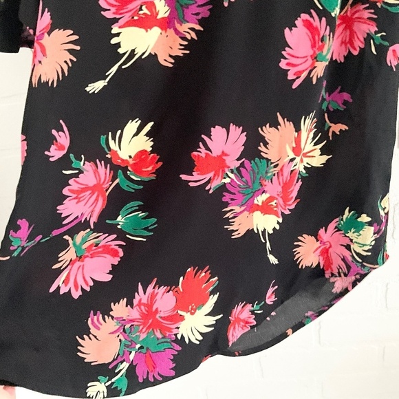 Anthropologie x Maeve Blouse Bella Dark Floral Black Kelly green Pink XS - Picture 15 of 15